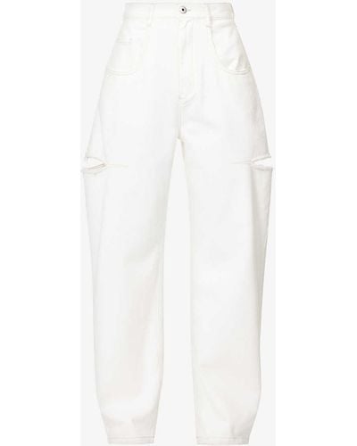 Maison Margiela Icons Cut-out Straight-leg High-rise Jeans - White
