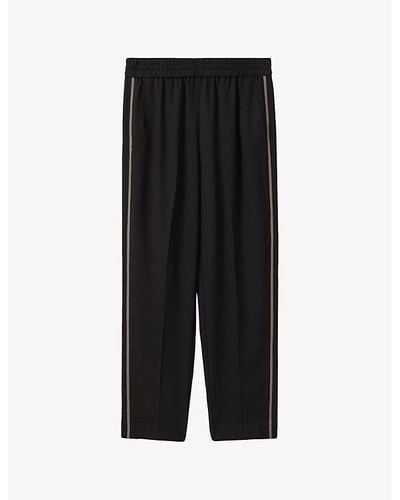 Reiss Remi Tapered-leg High-rise Woven Trousers - Black
