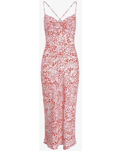 OMNES Riviera Graphic-print Recycled-polyester Midi Dress - Pink