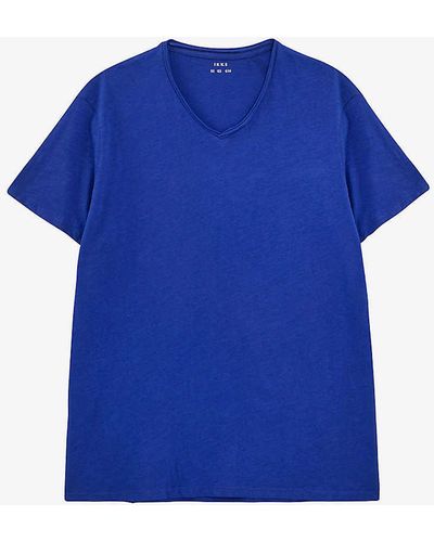 IKKS V-neck Regular-fit Cotton T-shirt X - Blue