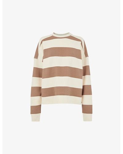 Whistles Stripe-pattern Relaxed-fit Cotton Sweatshirt - Natural
