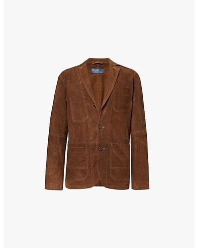 Polo Ralph Lauren Single-breasted Patch-pocket Suede Jacket - Brown