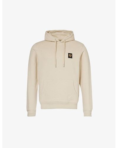 Belstaff Brand-patch Ribbed-trim Cotton-jersey Hoody - Natural