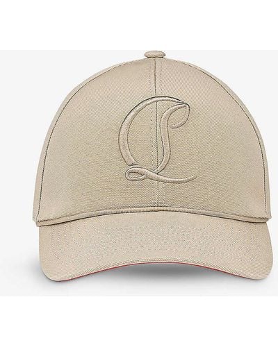 Christian Louboutin Mooncrest Logo-embroidered Cotton-canvas Cap - Natural