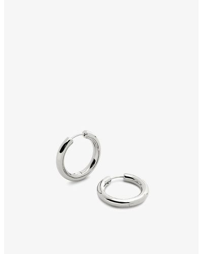 Monica Vinader Essential Click Medium Sterling-silver Hoop Earrings - White