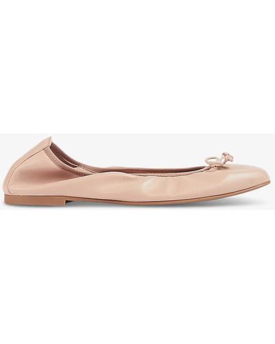 LK Bennett Trilly Bow-embellished Leather Ballerina Court Shoes - Pink