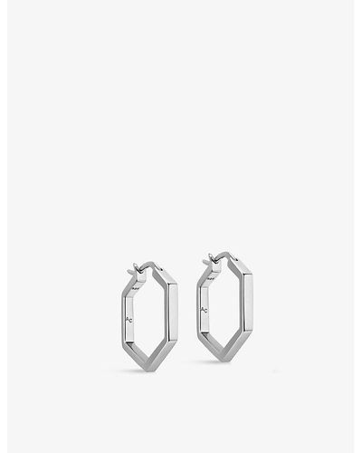 Astley Clarke Deco Medium Sterling-silver Hoop Earrings - White