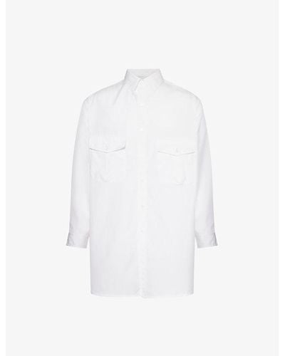 Yohji Yamamoto Chest-pocket Relaxed-fit Cotton Shirt - White