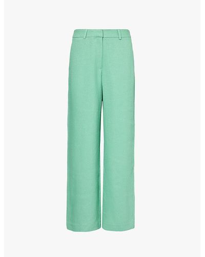Aspiga Straight-leg Mid-rise Linen-blend Pants - Green