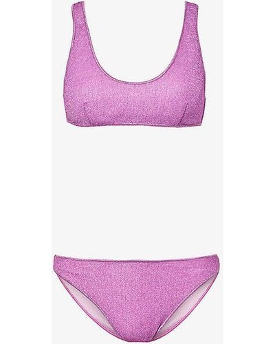 Oséree Lumière Metallic-woven Bikini Set - Pink