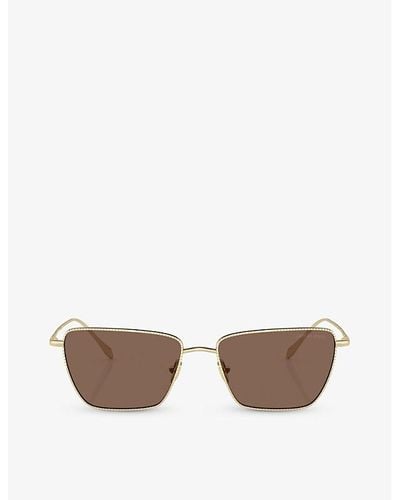Giorgio Armani Ar6153 Rectangle-frame Metal Sunglasses - Metallic