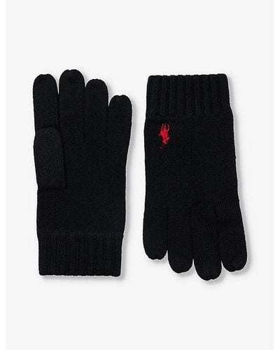 Polo Ralph Lauren Brand-print Wool Gloves - Black