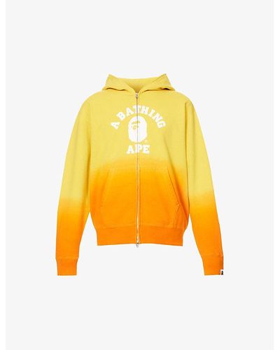 A Bathing Ape Gradient-patterned Brand-print Relaxed-fit Cotton-jersey Hoody - Yellow