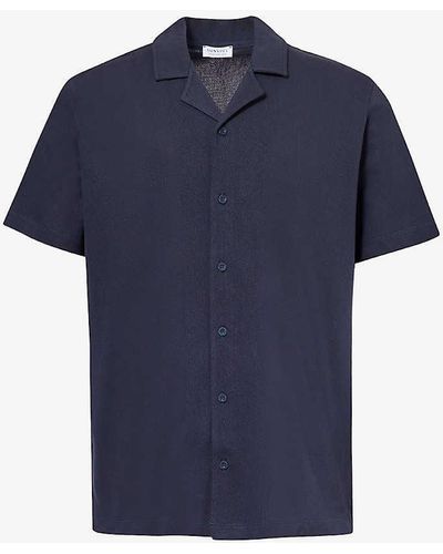 Sunspel Spread-collar Regular-fit Cotton Shirt X - Blue