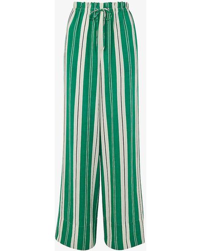 Whistles Bridget Stripe-pattern Maxi-length Woven Trousers - Green