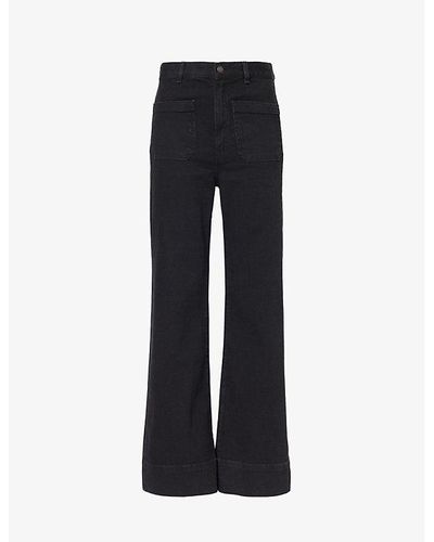 Jeanerica St Monica Flared-leg High-rise Organic Denim-blend Jeans - Black