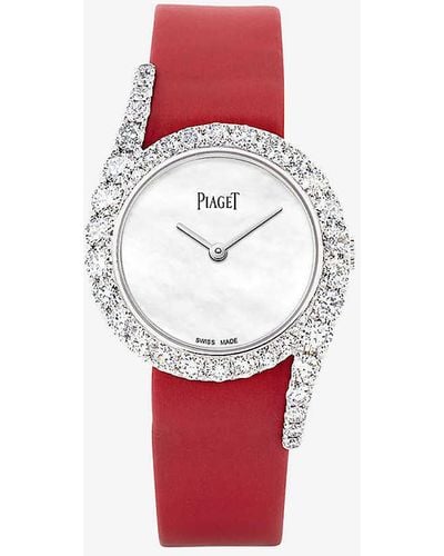 Piaget G0a44160 Limelight Gala Diamond, 18ct White-gold And Leather Watch