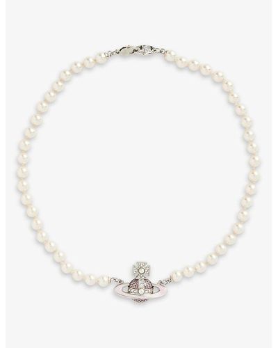 Vivienne Westwood Roxanne Brass And Faux-pearl Pendant Necklace - White