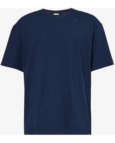 GYMSHARK Power Logo-print Stretch-cotton T-shirt Xx - Blue