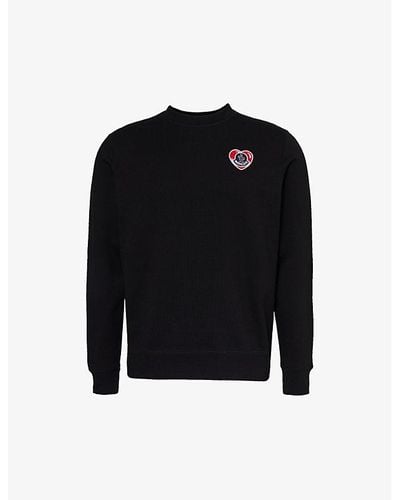Moncler Heart Logo-appliqué Regular-fit Cotton-jersey Sweatshirt Xx - Black