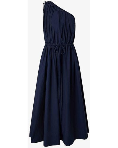 Soeur Ashley One-shoulder Cotton-blend Midi Dress - Blue