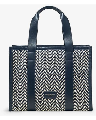 Aspinal of London Henley Small Chevron-woven Leather Tote Bag - Black