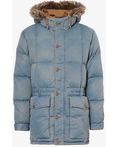 RRL Arden Faux-fur Trim Recycled-nylon Hooded Coat Xx - Blue