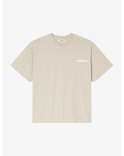 Sandro Logo-patch Short-sleeves Cotton-jersey T-shirt - White
