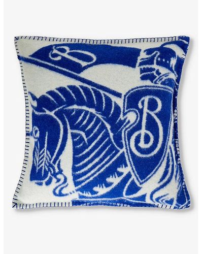 Burberry Equestrian Graphic-print Wool Cushion - Blue