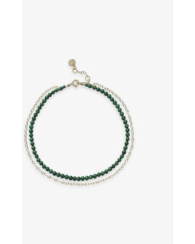 The Alkemistry Double-chain 18ct Yellow-gold And Malachite Anklet - Metallic