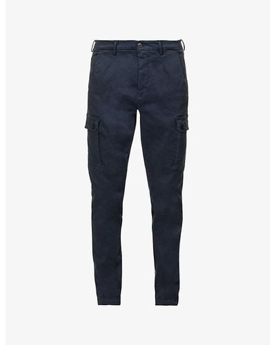 Replay Jaan Hypercargo Tapered-leg Stretch-cotton Blend Pants - Blue