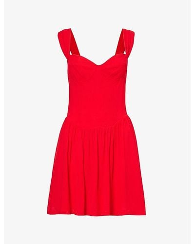 Reformation Taiga Shoulder-strap Crepe Mini Dress - Red