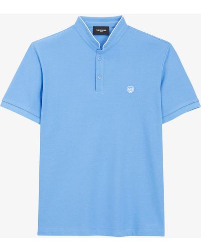The Kooples Logo-embroidered Short-sleeved Cotton Polo Shirt - Blue