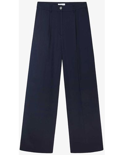 The White Company Wide-leg Mid-rise Woven Trousers - Blue