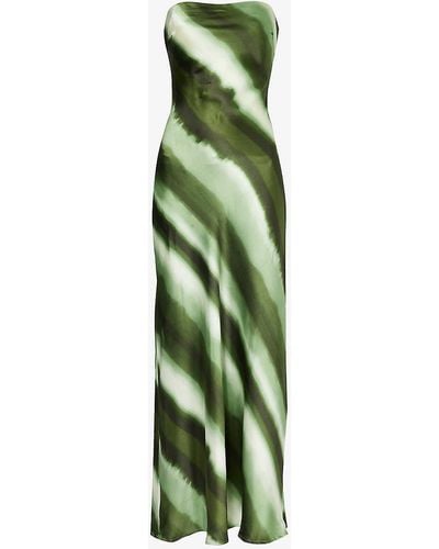 4th & Reckless Tessi Tie-dye-print Satin Maxi Dress - Green