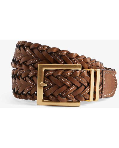 Reiss Brompton Woven Leather Belt - Brown