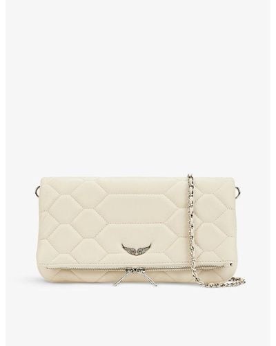 Zadig & Voltaire Rock Xl Quilted-stitch Leather Clutch Bag - Natural