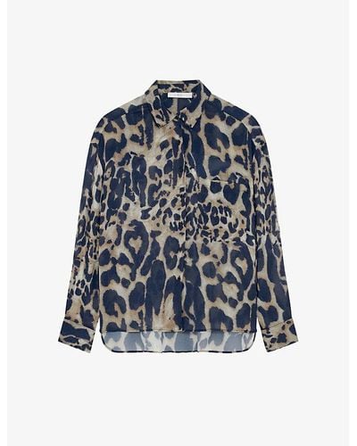 IRO Jatkin Leopard-print Woven Shirt - Blue