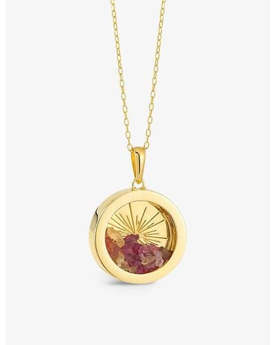 Rachel Jackson Sunburst Amulet Medium 22ct Gold-plated Sterling Silver And Tourmaline Necklace - Metallic