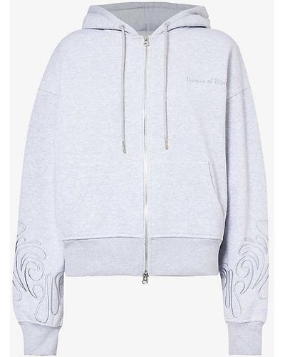 House Of Sunny Odyssey Brand-embroidered Organic Cotton-blend Hoody - White