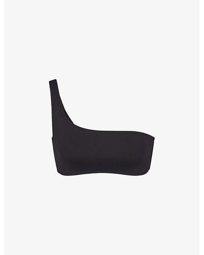 Skims One Shoulder Recycled Stretch-nylon Bikini Top Xx - Black