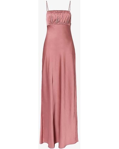 PAIGE Miren Square-neck Satin Maxi Dress - Pink