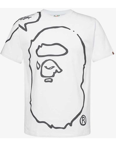 A Bathing Ape X Joshua Vides Branded-print Cotton-jersey T-shirt Xx - White