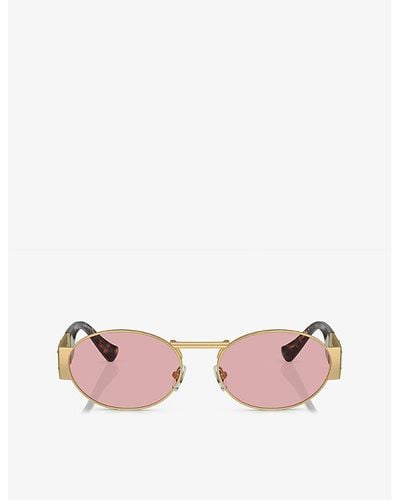 Versace Ve2264 Oval-frame Metal Sunglasses - Pink