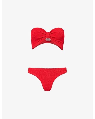 Hunza G Tina Ruched-front Bikini Set - Red