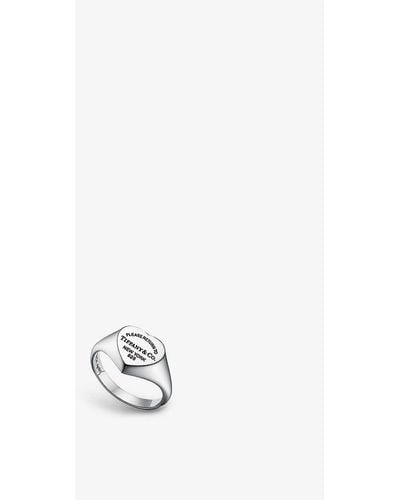 Tiffany & Co. Return To Tiffany Heart Small Sterling- Signet Ring - White