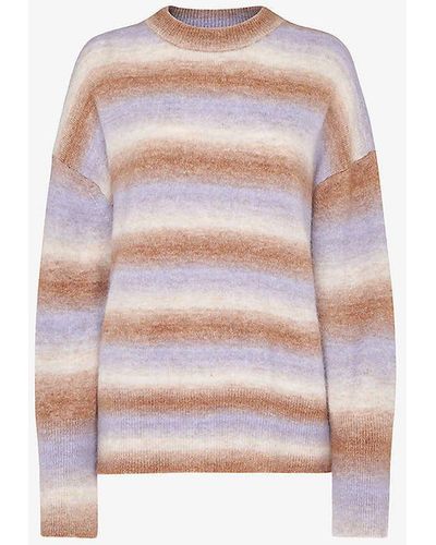 Whistles Striped Round-neck Knitted Jumper - Pink