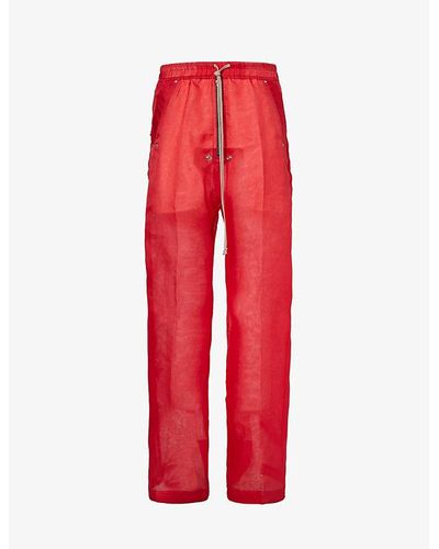 Rick Owens Drawstring-waist Straight-leg High-rise Silk Pants - Red
