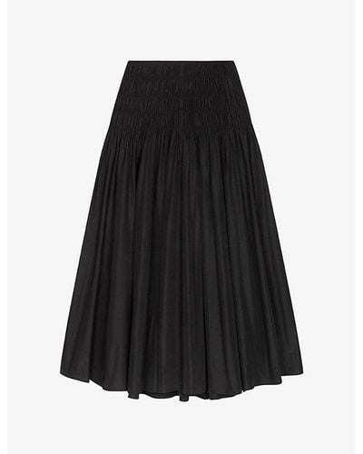 Maje Junnaly Smocked-waist Recycled-polyester Maxi Skirt - Black