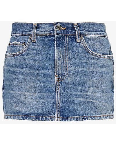 Fiorucci Five-pocket Brand-patch Denim Mini Skirt - Blue